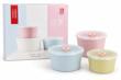 SET X3 BOWLS CERAMICA RELIEVE CON TAPA