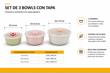 SET X3 BOWLS CERAMICA RELIEVE CON TAPA
