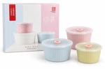 SET X3 BOWLS CERAMICA RELIEVE CON TAPA