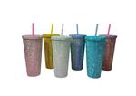 VASO XL C/BRILLOS Y SORBETE (1022)