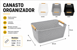 CANASTO ORGANIZADOR C/ MANIJA BAMBU
