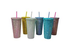 VASO XL C/BRILLOS Y SORBETE (1022)