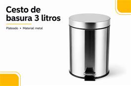 CESTO BASURA 3 LITROS PLATEADO