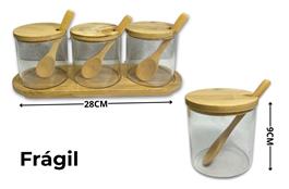 SET 3 CONTENEDORES DE VIDRIO CON SOPORTE