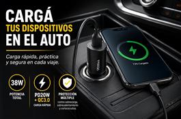 CARGADOR P/AUTO TREQA USB + C (CC-325)