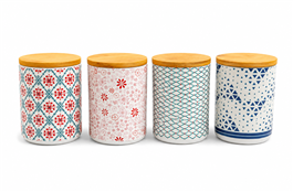 FRASCO C/DISEÃ‘O C/TAPA BAMBU - CERAMICA
